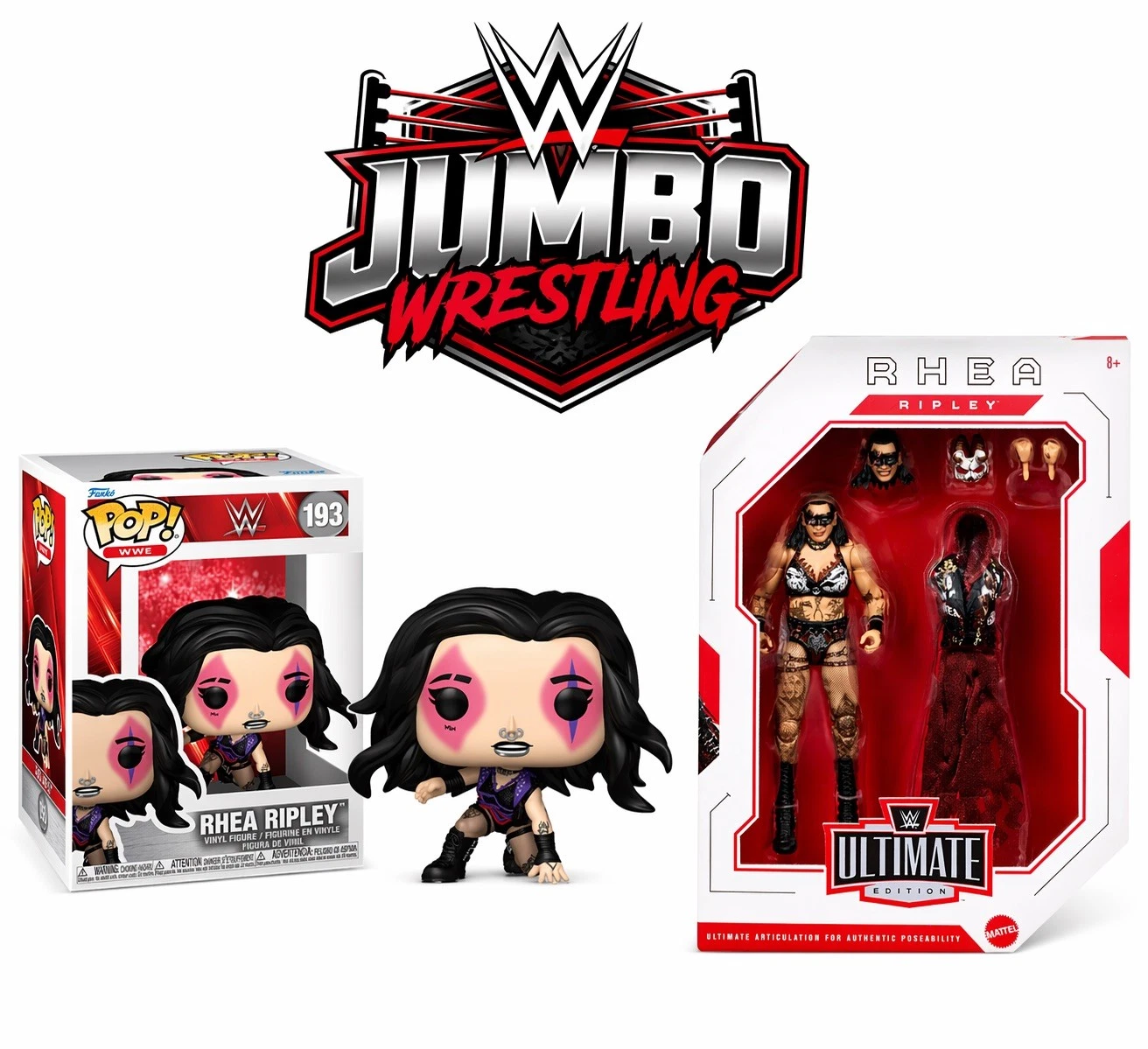 WWE Rhea Ripley Funko Pop #193 + Ultimate Edition Figure Bundle